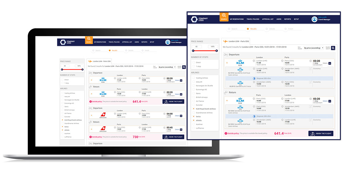 Online Booking Tool for Business Travel